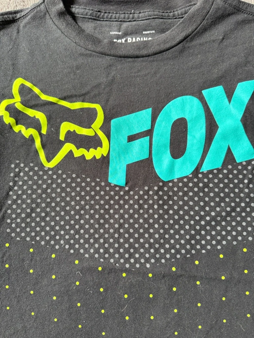 Fox Racing Shirt Tee Long Sleeve Cotton Black Front Logo Youth Large